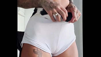 Sexy striptease dressed in my cow shorts susy gala