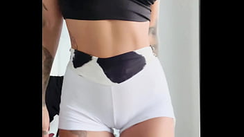 Sexy striptease dressed in my cow shorts susy gala