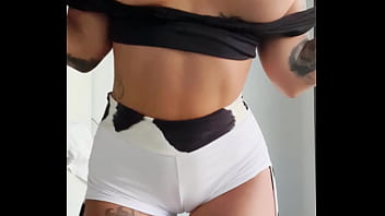 Sexy striptease dressed in my cow shorts susy gala