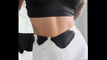 Sexy striptease dressed in my cow shorts susy gala