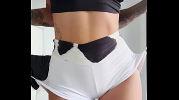 Sexy striptease dressed in my cow shorts susy gala