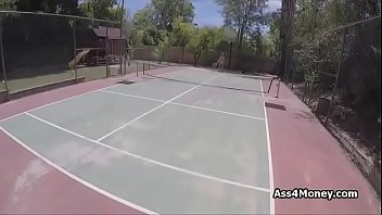 Busty teen pays for tennis lessons