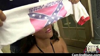 Ebony hottie gangbang and facefuck 14