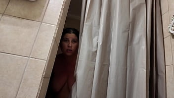 Stepson cums in stepmom`s pussy in the shower little rascal
