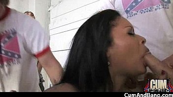 Ebony hottie gangbang and facefuck 28