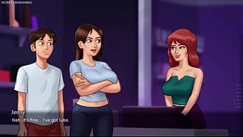 Summertime saga by darkcookie hot stepmom debbie in seductive sexy dress begs him to kiss her