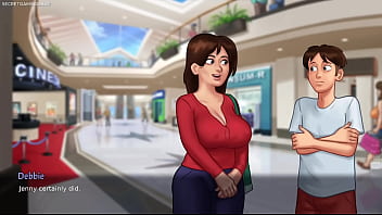 Summertime saga by darkcookie hot stepmom debbie in seductive sexy dress begs him to kiss her