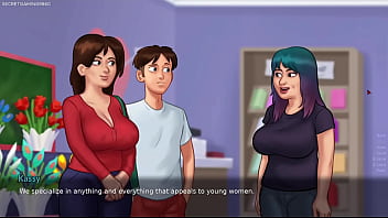 Summertime saga by darkcookie hot stepmom debbie in seductive sexy dress begs him to kiss her