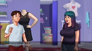 Summertime saga by darkcookie hot stepmom debbie in seductive sexy dress begs him to kiss her