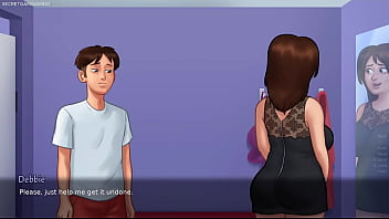 Summertime saga by darkcookie hot stepmom debbie in seductive sexy dress begs him to kiss her