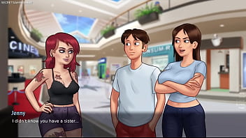 Summertime saga by darkcookie hot stepmom debbie in seductive sexy dress begs him to kiss her