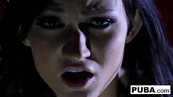 Brunette babe gets nude and masturbates