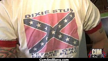 Ebony chick fucked hard in group sex action 3