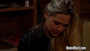 Busty blonde mistress undressed by slave maid