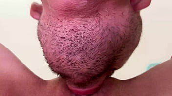 Close up cleaning anal hole of angel with long tongue