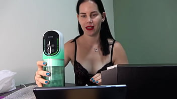 Anna unboxes tests xspacecup masturbator and gives footjob