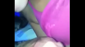 Blow job and cum with her pink toy