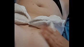 Mature woman masturbates clit in panties