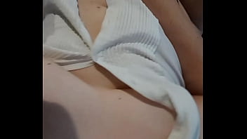 Mature woman masturbates clit in panties