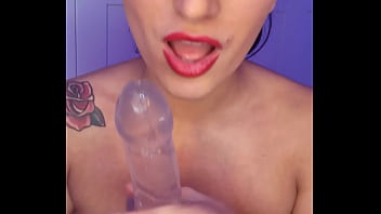 Sucking and masturbate the dildo thinking is your cock claudia bavel