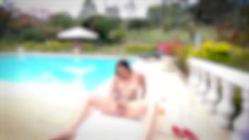 Hot latina by the pool seduces her lover and masturbates