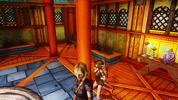 Skyrim orphan gets his cock serviced by blonde cumsluts