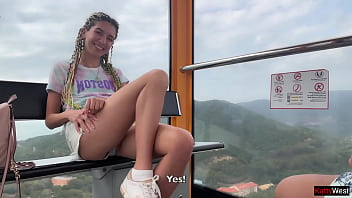 Public dick flashing girl jerks my cock and swallows cum on ferris wheel Public dick flashing girl jerks my cock and swallows cum on ferris wheel