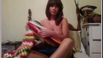 Cute brunette showing her perfect tits and feets