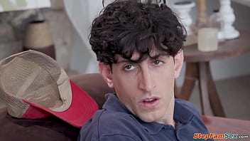 Busty redhead stepmom lauren phillips walks in on her stepson jerking his big big tits milf gives a tittyfucks him and is banged