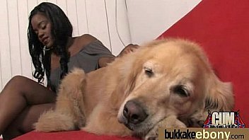 Ebony babe sucks too many white cocks 14