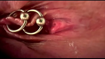 Extreme close up rubbing my pierced clit by makeup brush and huge orgasm make me completely wet my pussy