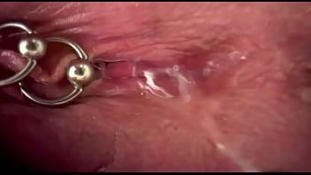 Extreme close up rubbing my pierced clit by makeup brush and huge orgasm make me completely wet my pussy