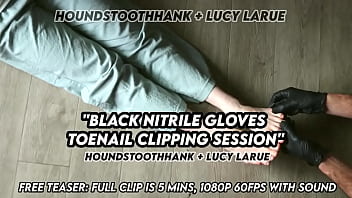Black nitrile gloves toenail clipping session