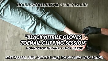 Black nitrile gloves toenail clipping session