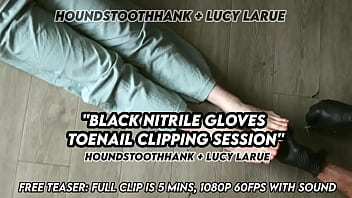 Black nitrile gloves toenail clipping session