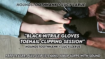 Black nitrile gloves toenail clipping session