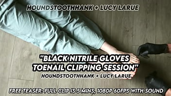 Black nitrile gloves toenail clipping session