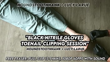 Black nitrile gloves toenail clipping session