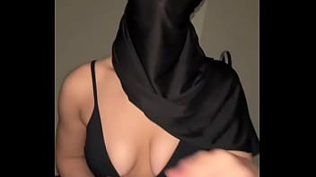 Solo hijab tease • muslim girl grabs her arab boobs like a nasty tit hungry slut