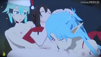 Blowjob de asuna elf en navidad