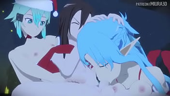 Blowjob de asuna elf en navidad
