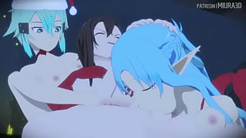 Blowjob de asuna elf en navidad