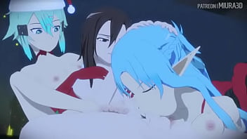 Blowjob de asuna elf en navidad