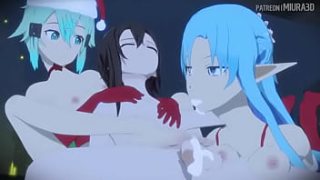 Blowjob de asuna elf en navidad