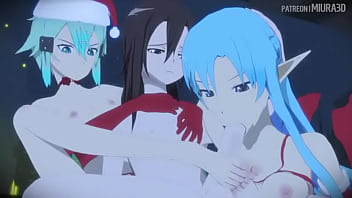 Blowjob de asuna elf en navidad