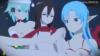 Blowjob de asuna elf en navidad