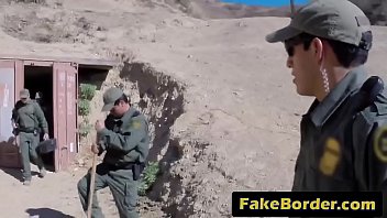 Brunette teen takes border guard big rod in cunt