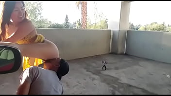 Asian slut met walking fucked in car garage