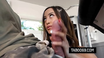 Hot teen fucked by her boyfriend at the gym while her stepmom watch