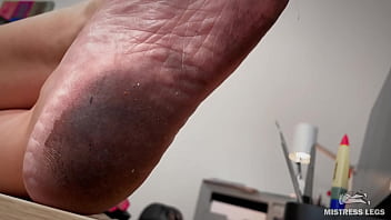 Today i got my soles very dirty so enjoy them closeup and imagine how you lick them clean Today i got my soles very dirty so enjoy them closeup and imagine how you lick them clean